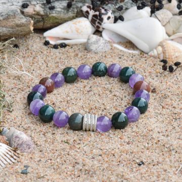 Blutstein (Heliotrop) und Amethyst-Armband