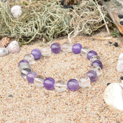 Armband aus Amethyst und klarem Quarz