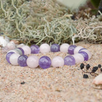 Amethyst- und Rosenquarz-Armband