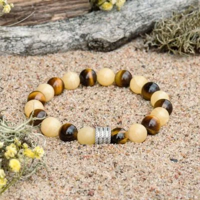 Armband aus Calcit und Tigerauge