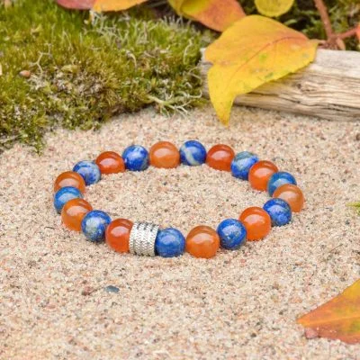 Lapislazuli- und Karneol-Armband
