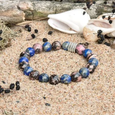 Rhodonit- und Lapislazuli-Armband
