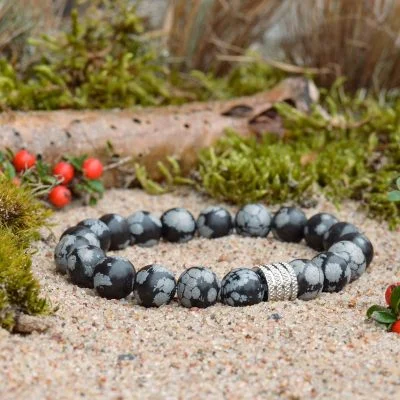 Schneeflocken-Obsidian-Armband