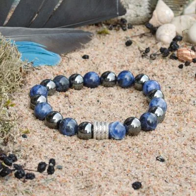 Sodalith- und Hämatit-Armband