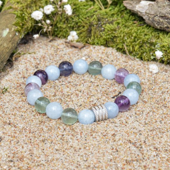 Armband aus Aquamarin und Fluorit