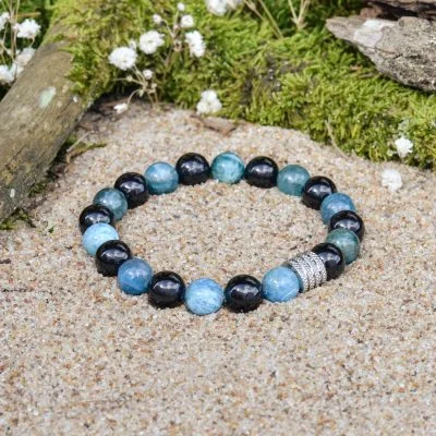 Armband aus Apatit und schwarzem Turmalin (Sherlock)
