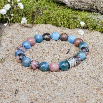 Armband aus Apatit und Rhodonit