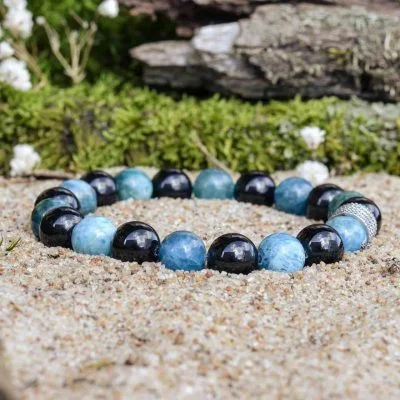 Apatit und Schwarzer Turmalin (Schörl) Armband