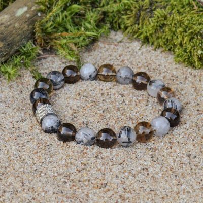 Rauchquarz und Turmalinquarz Armband
