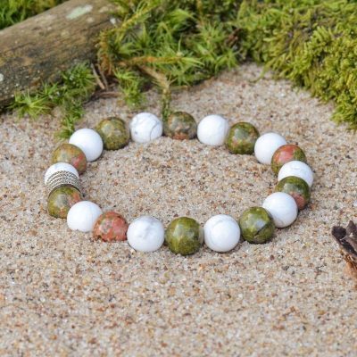 Howlith und Unakit Armband