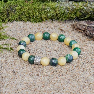Chrysokoll und Calcit Armband
