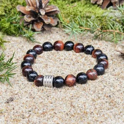 Armband aus Schwarzem Achat und Tiger-Eisen