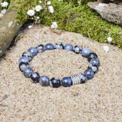 Kyanit und Schneeflocken-Obsidian Armband