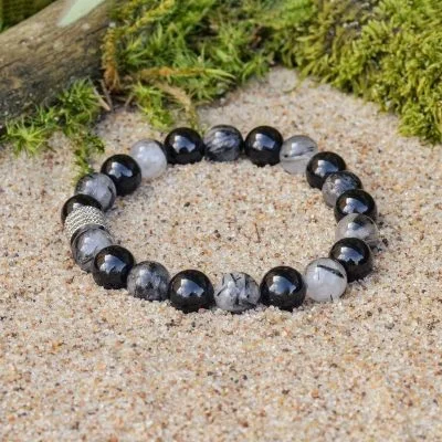 Turmalinquarz und Schwarzer Turmalin (Schörl) Armband