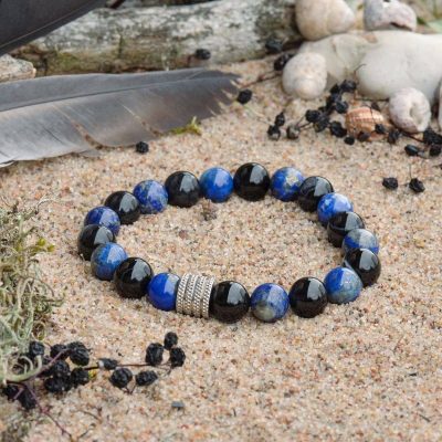 Schwarzer Achat-- und Lapislazuli-Armband