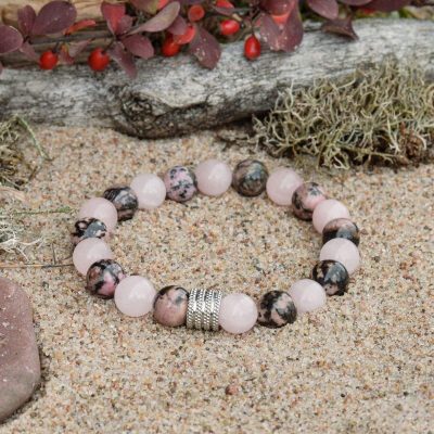 Rhodonit-- und Rosenquarz-Armband