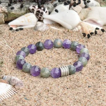 Labradorit-- und Amethyst-Armband
