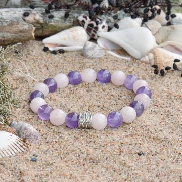 Amethyst- und Rosenquarz-Armband