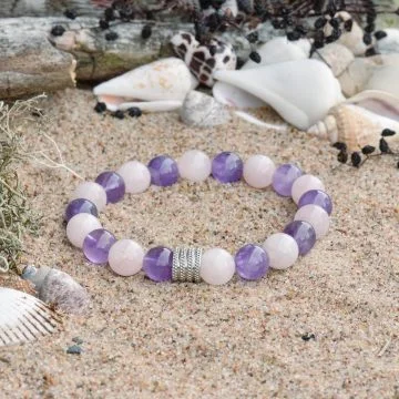 Amethyst-- und Rosenquarz-Armband