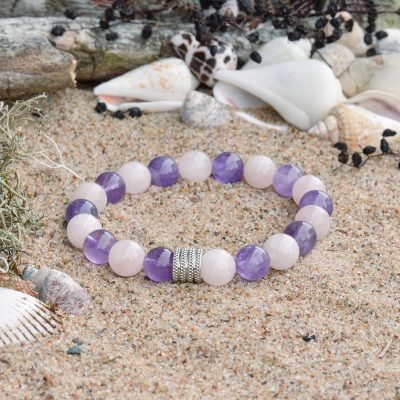Amethyst-- und Rosenquarz-Armband