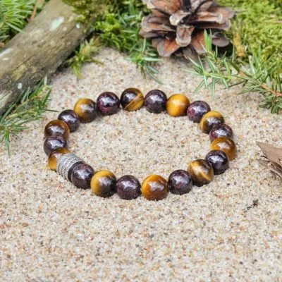 Granat-- und Tigerauge-Armband