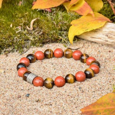 Tigerauge-- und Roter Jaspis-Armband