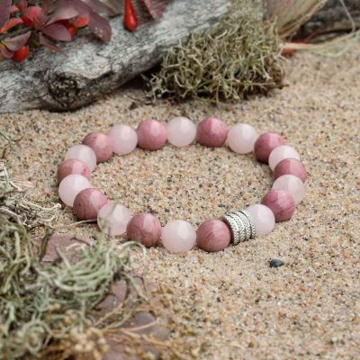 Rodochrosit-- und Rosenquarz-Armband