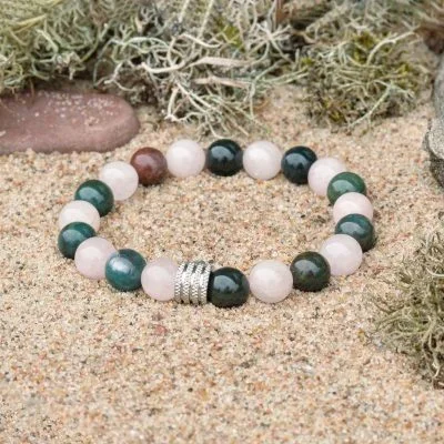 Heliotrop-- und Rosenquarz-Armband