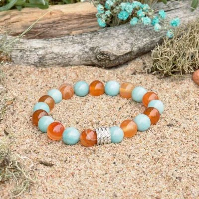 Amazonit-- und Karneol-Armband
