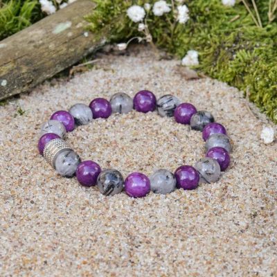 Sugilith-- und Turmalinquarz-Armband