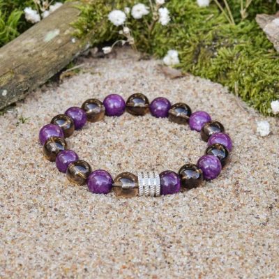 Sugilith-- und Rauchquarz-Armband
