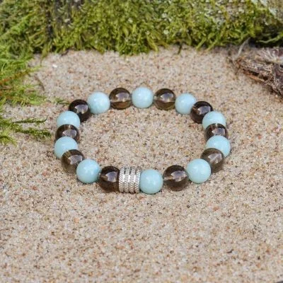 Amazonit- und Rauchquarz-Armband