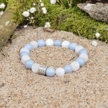 Selenit- und Angelit-Armband